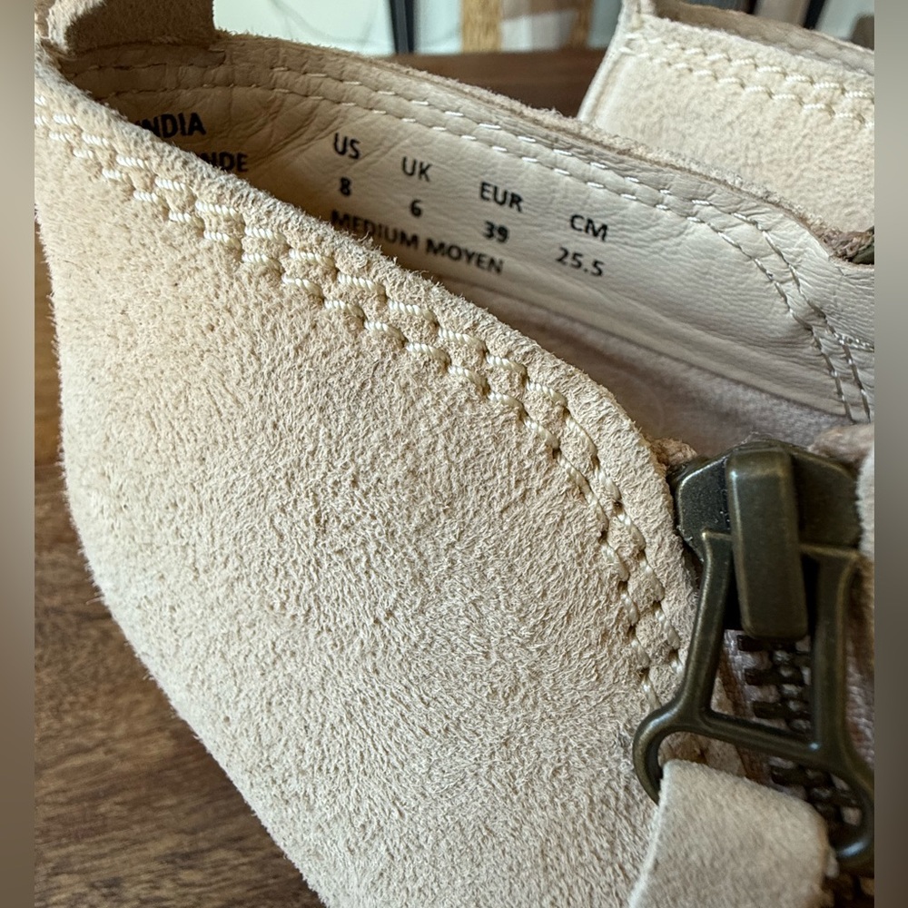 Hush Puppies ankle booties women's sz 8 medium beige leather suede nubuck comfy - Picture 3 of 9
